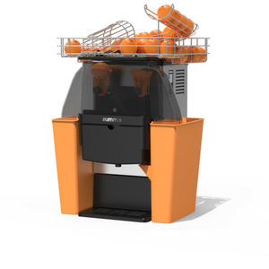 Alt Tag: Zummo Z06-N commercial automatic citrus juicer with 13 lbs basket capacity, stainless steel commercial juicer loaded with oranges