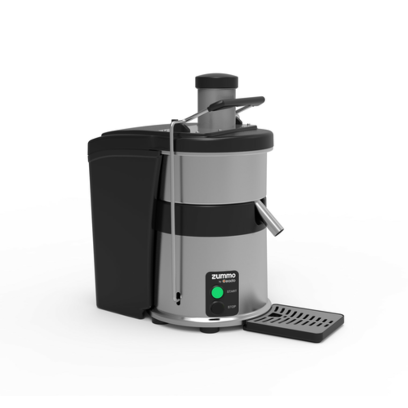 Alt Tag: Zummo Z22 commercial multifruit juicer countertop electric juicer with 2.38 gal bin capacity and drip tray