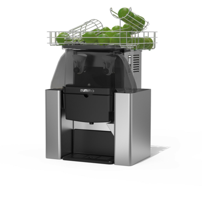 Alt Tag: Zummo ZI06-N automatic commercial juicer stainless steel citrus juicer with top fruit basket, restaurant-grade 10 fruits/min