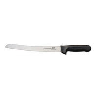 Omcan 12821 10-Inch Curved Narrow Wave Edge Slicer Knife commercial meat slicing knife with curved serrated blade and black handle