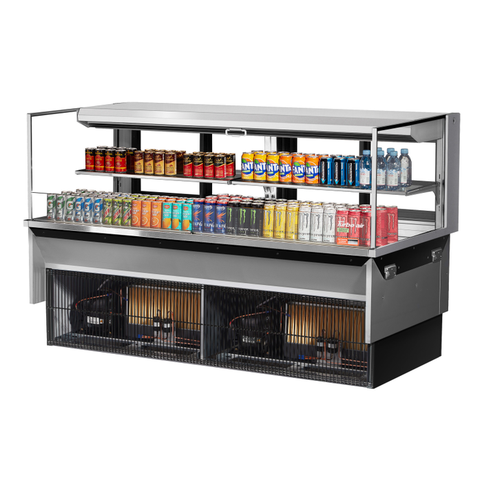 Vitrine réfrigérée horizontale ouverte Turbo Air TOM-72L-UFD-S-2SI-N, 182,58 cm de largeur, encastrable