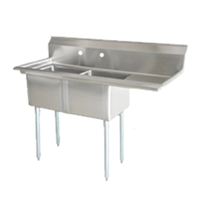 Omcan 25257 74.5"W Two Compartment Pot Sink with Drainboard