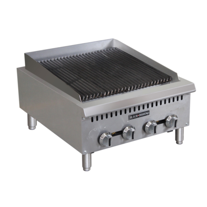 Black Diamond BDCTC-24 Gas Countertop Charbroiler 24-Inch Wide Stainless Steel