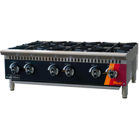 EFI HHP36-6B-P 36 Inch LP Gas Hotplate With 6 Burners And Stainless Steel Finish