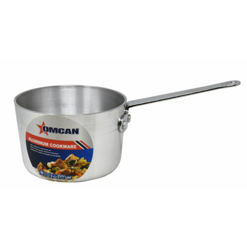 Omcan Aluminum Cookware Saucepan Featuring Comfortable Handle And Durable Design, Ideal For Various Culinary Tasks.